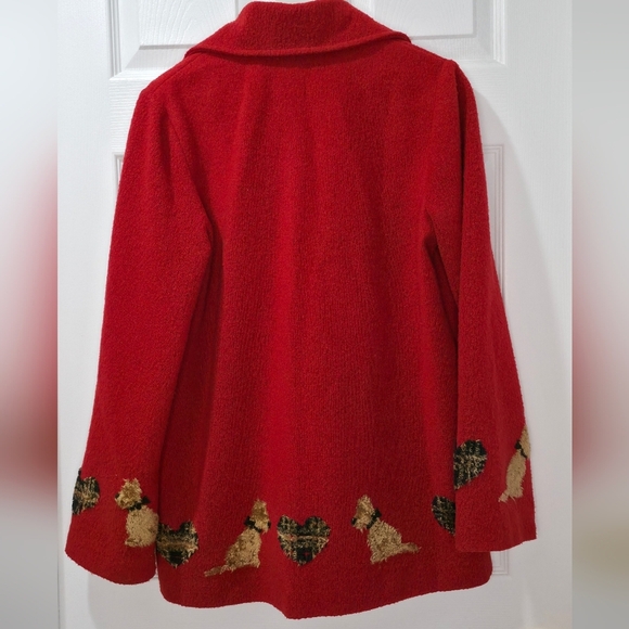 Vintage 90s Simon Chang Red Scottish Terrier Jacket Size 10 Unique Dog Appliques - Picture 3 of 6